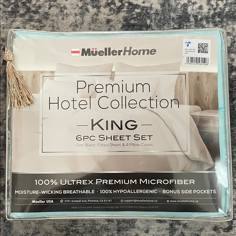 Mueller Home Premium Hotel Collection King Sheet Set - Aqua